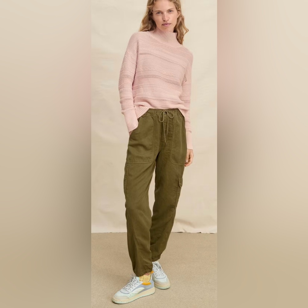 Womens WRAP London Cargo trousers pant
TENCEL lyocell & linen sz 12 olive green